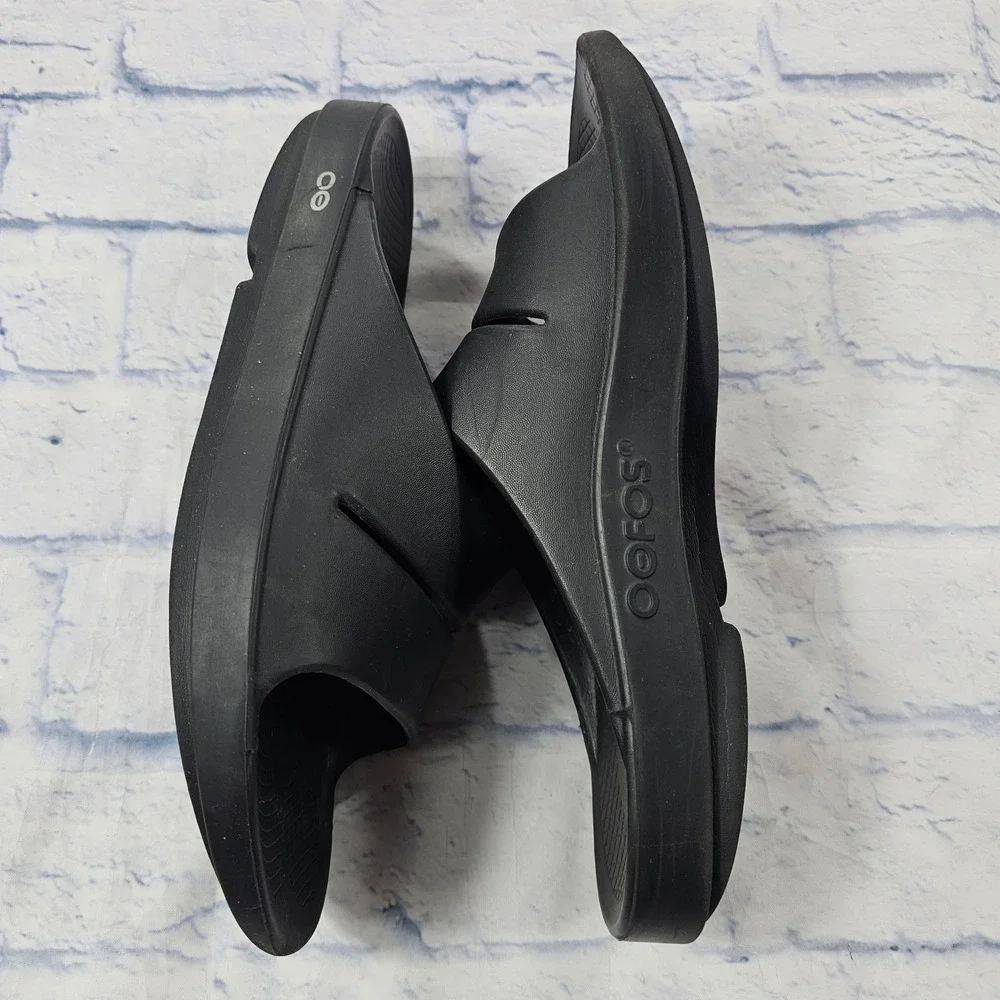 OOFOS OOahh Recovery Slides Mens 12 Black OOfoam Impact Absorption Sandal